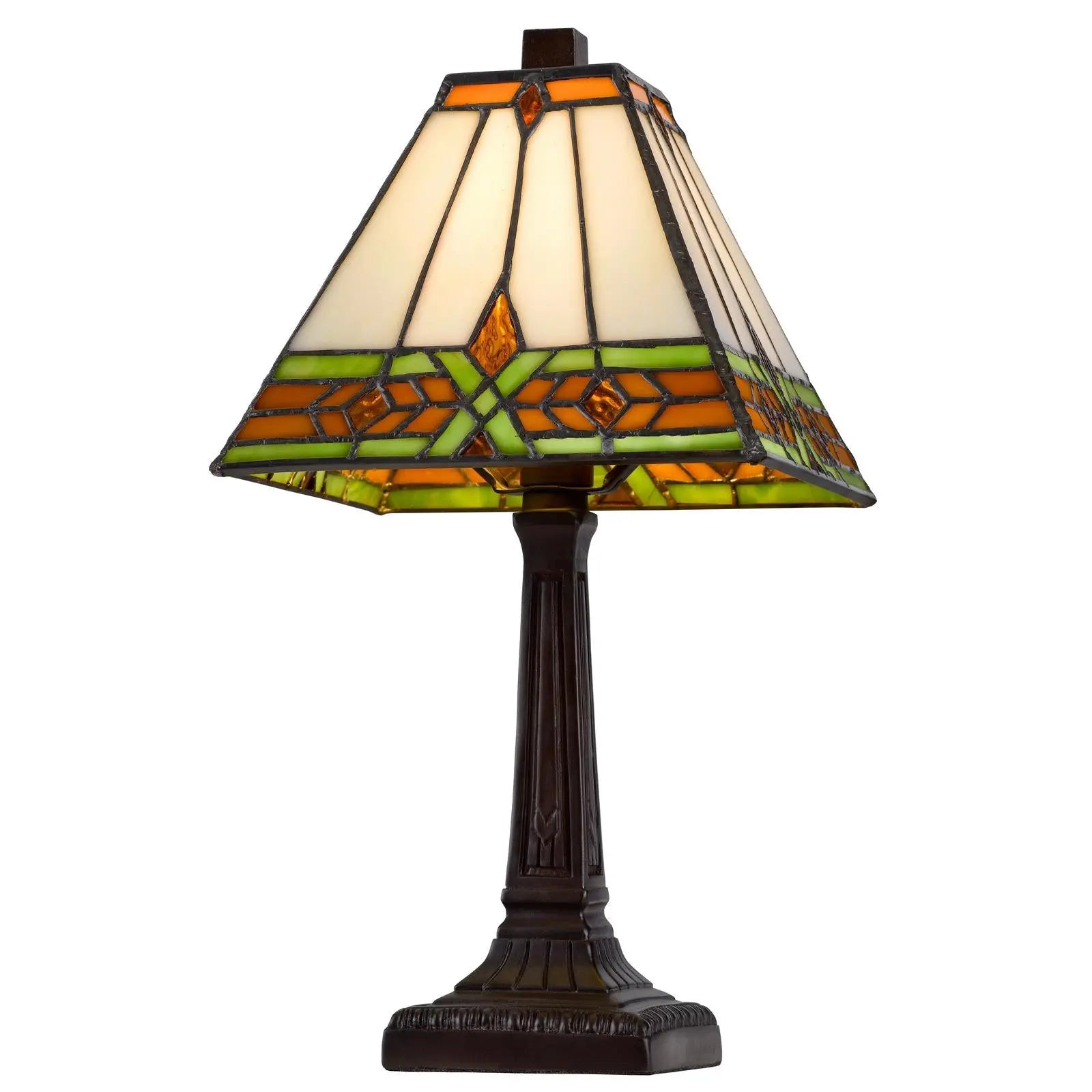14" Bronze Abstract Square Tiffany Lamp With Square Shade Homeroots Lighting