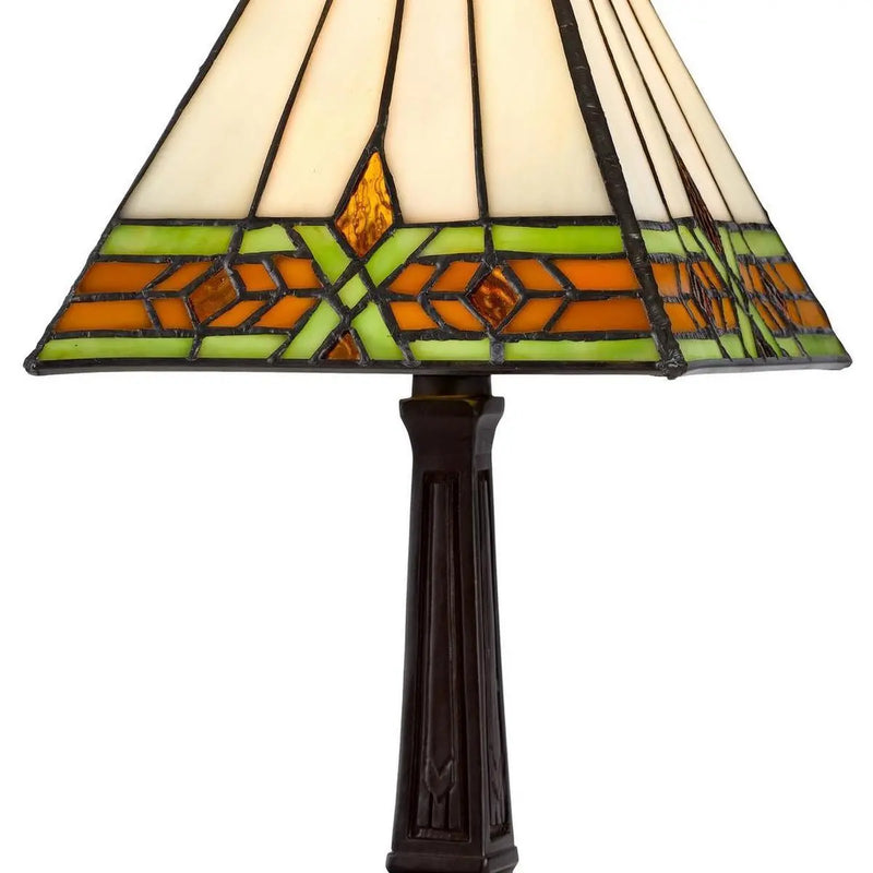 14" Bronze Abstract Square Tiffany Lamp With Square Shade Homeroots Lighting
