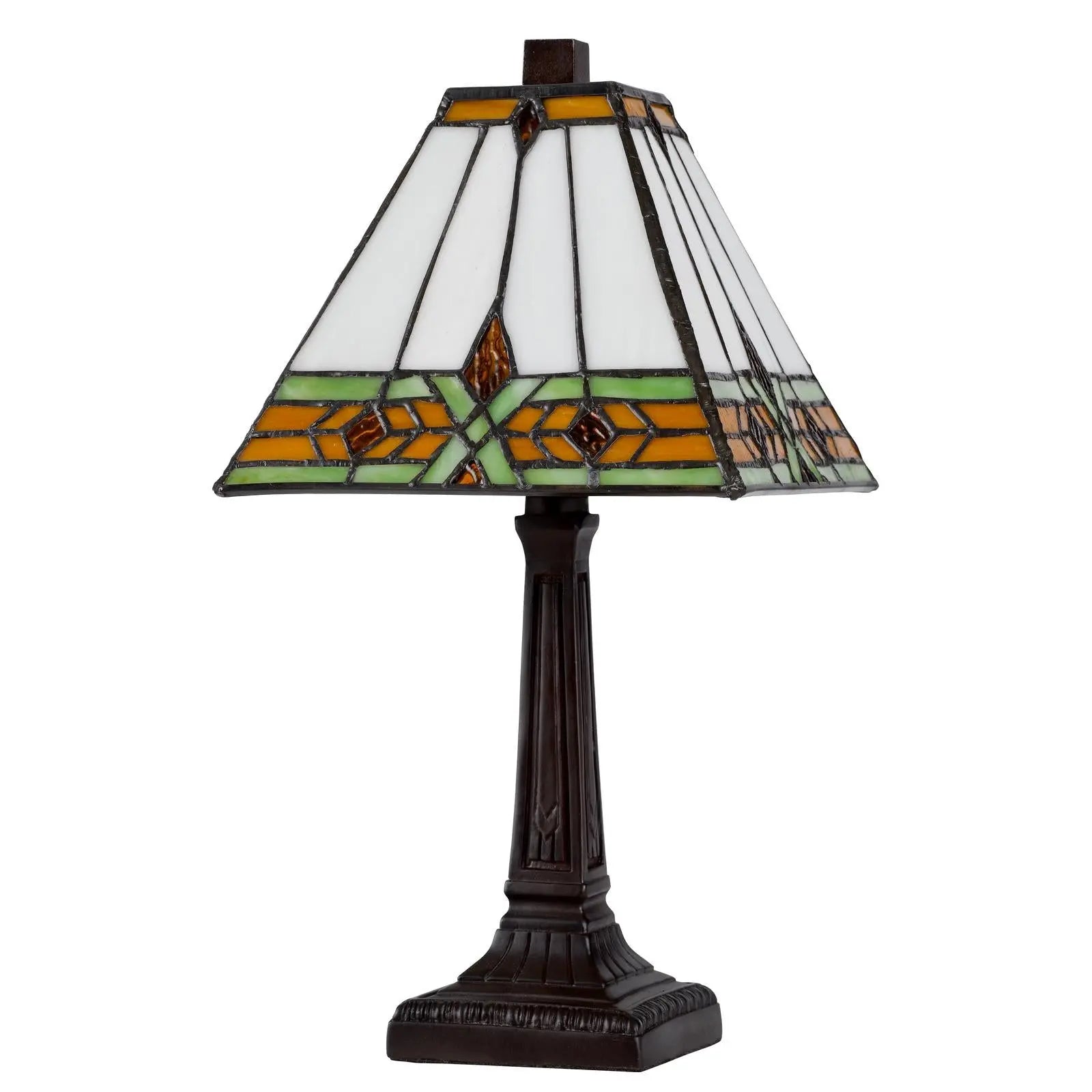 14" Bronze Abstract Square Tiffany Lamp With Square Shade Homeroots Lighting