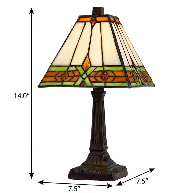 14" Bronze Abstract Square Tiffany Lamp With Square Shade Homeroots Lighting