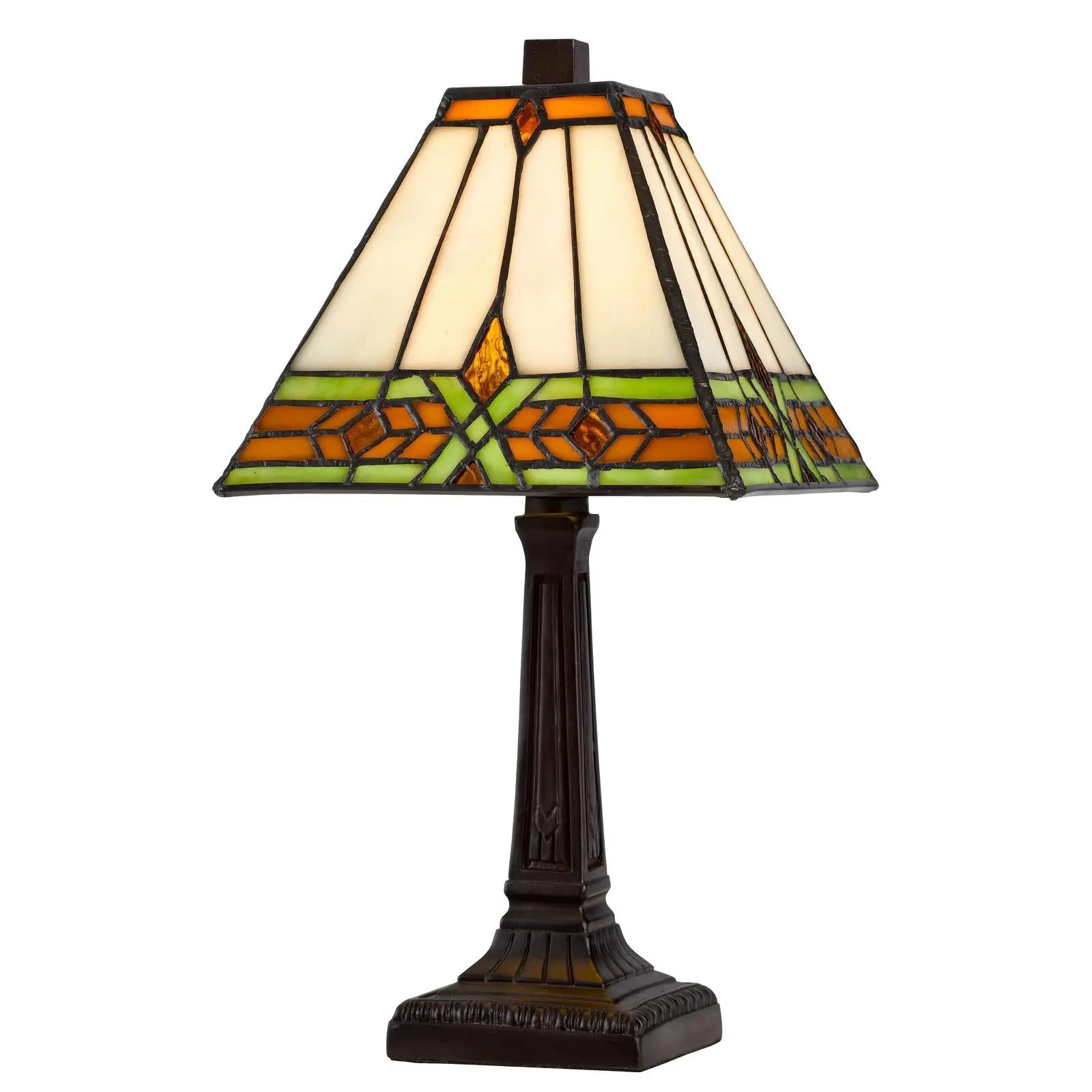 14" Bronze Abstract Square Tiffany Lamp With Square Shade Homeroots Lighting