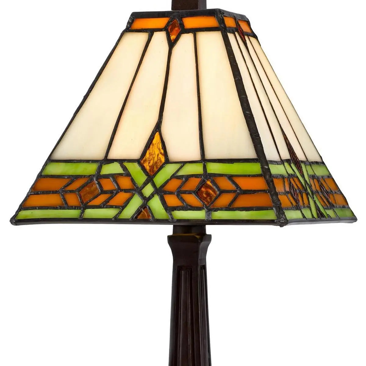 14" Bronze Abstract Square Tiffany Lamp With Square Shade Homeroots Lighting