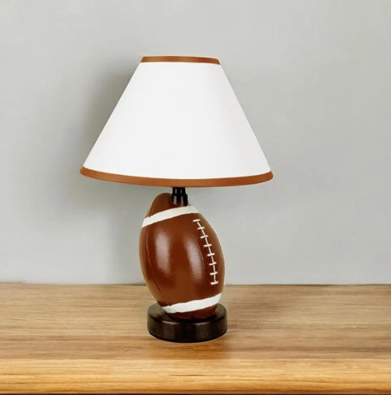 14" Brown Ceramic Novelty Bedside Lamp With Brown And White Empire Shade Homeroots Lighting