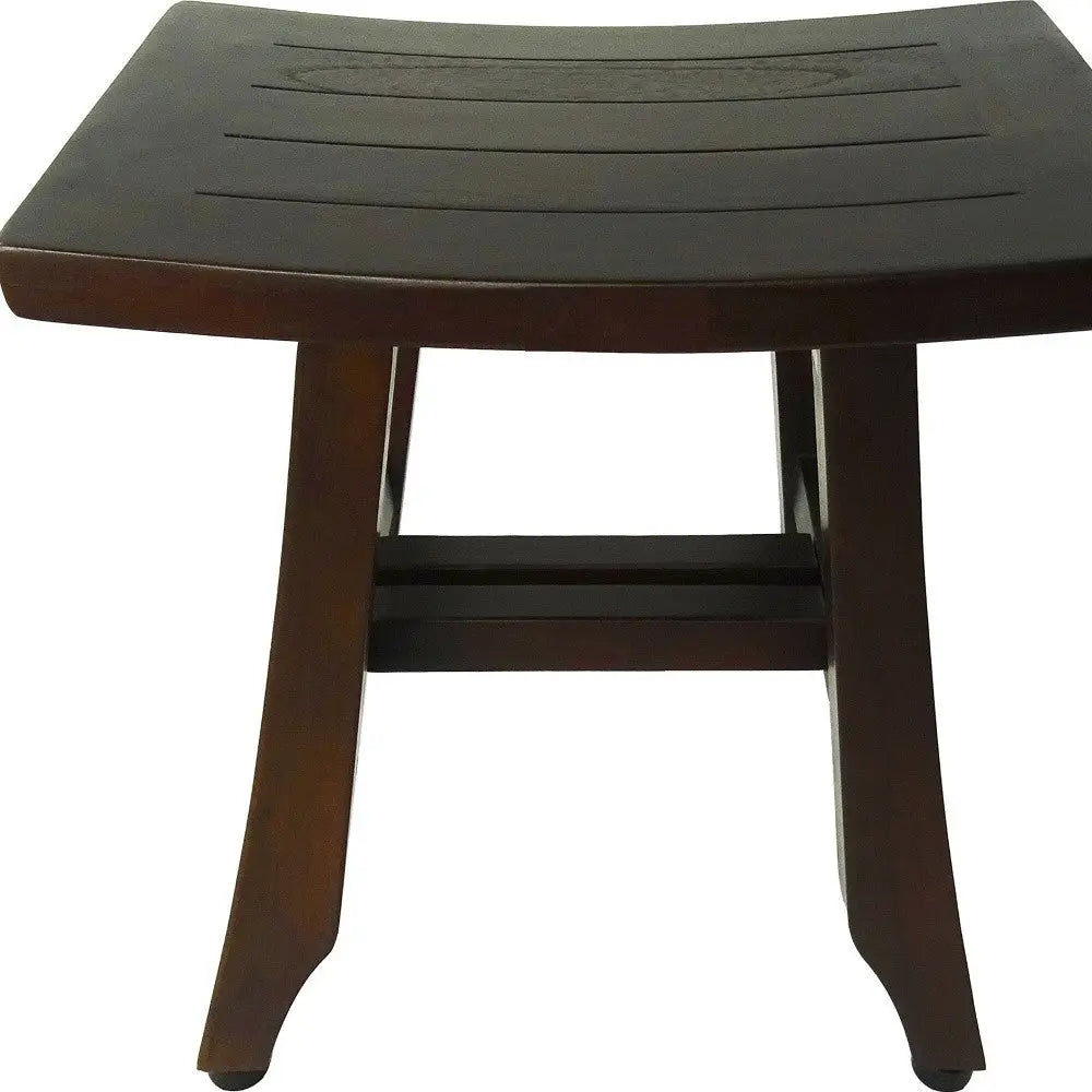 14" Brown Teak Shower Bench Homeroots Bed & Bath