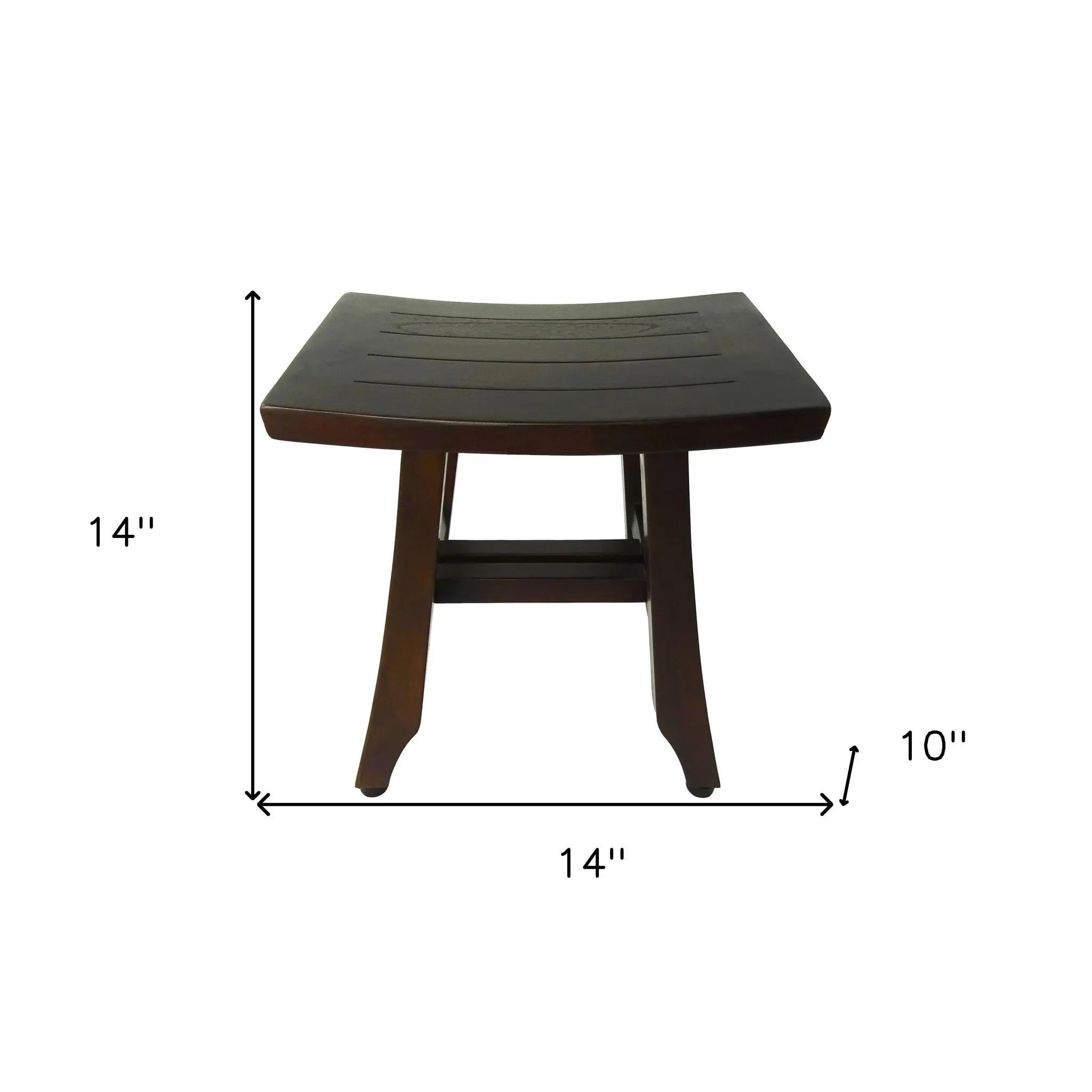 14" Brown Teak Shower Bench Homeroots Bed & Bath