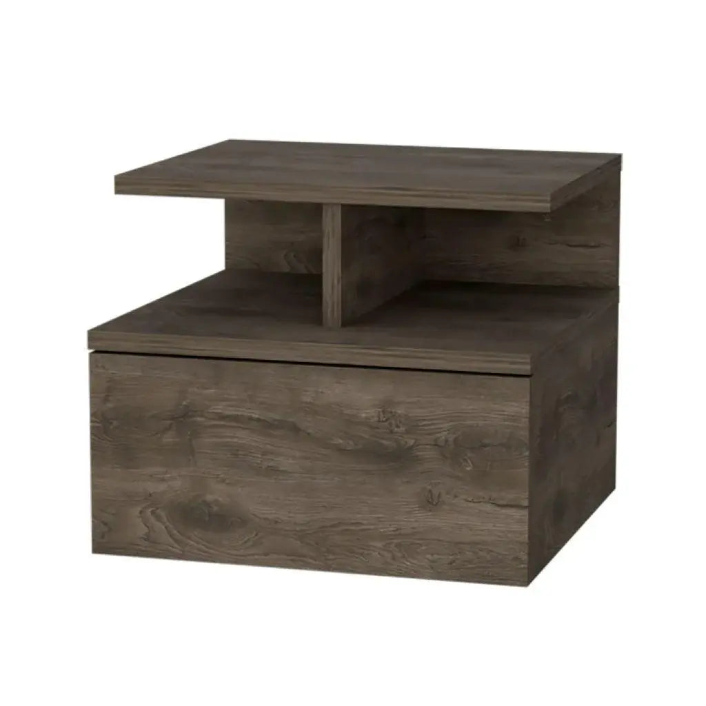 14" Brown Wood One Drawer Floating Nightstand Homeroots Bed & Bath