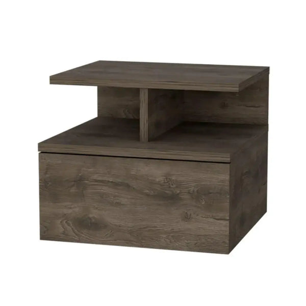 14" Brown Wood One Drawer Floating Nightstand Homeroots Bed & Bath