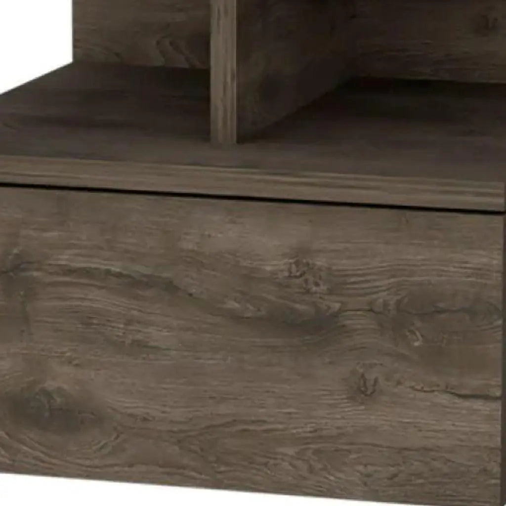 14" Brown Wood One Drawer Floating Nightstand Homeroots Bed & Bath