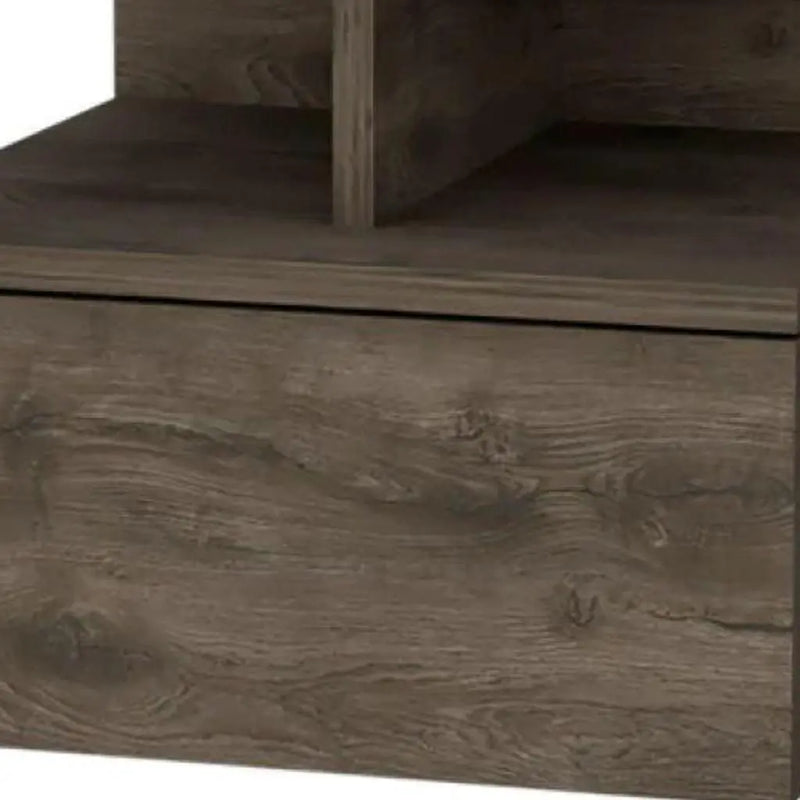 14" Brown Wood One Drawer Floating Nightstand Homeroots Bed & Bath