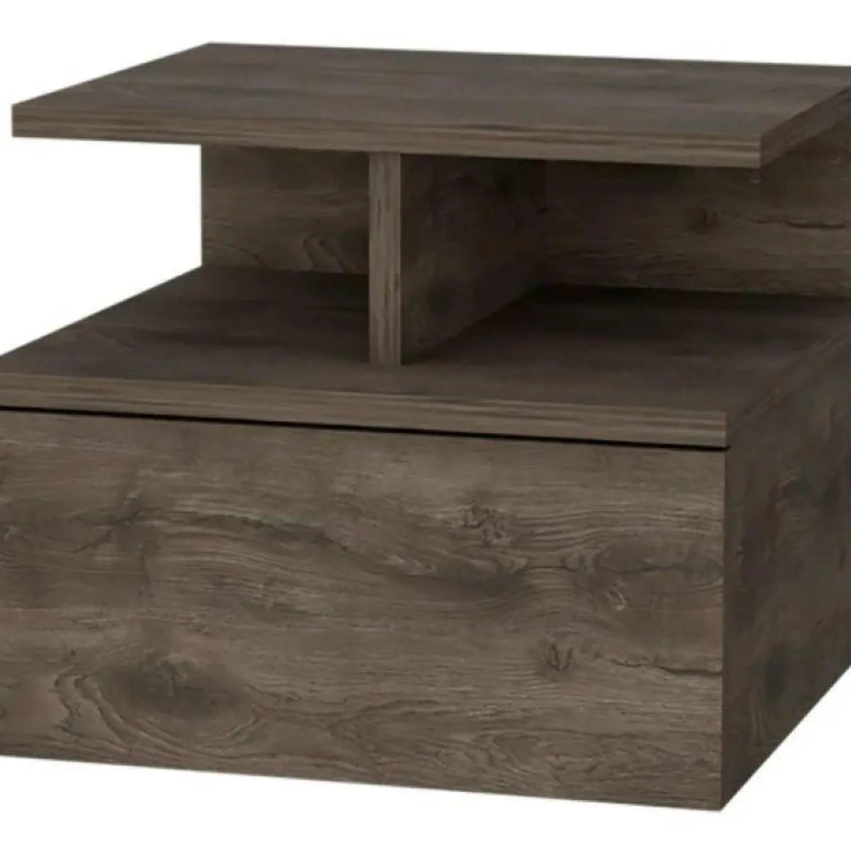 14" Brown Wood One Drawer Floating Nightstand Homeroots Bed & Bath