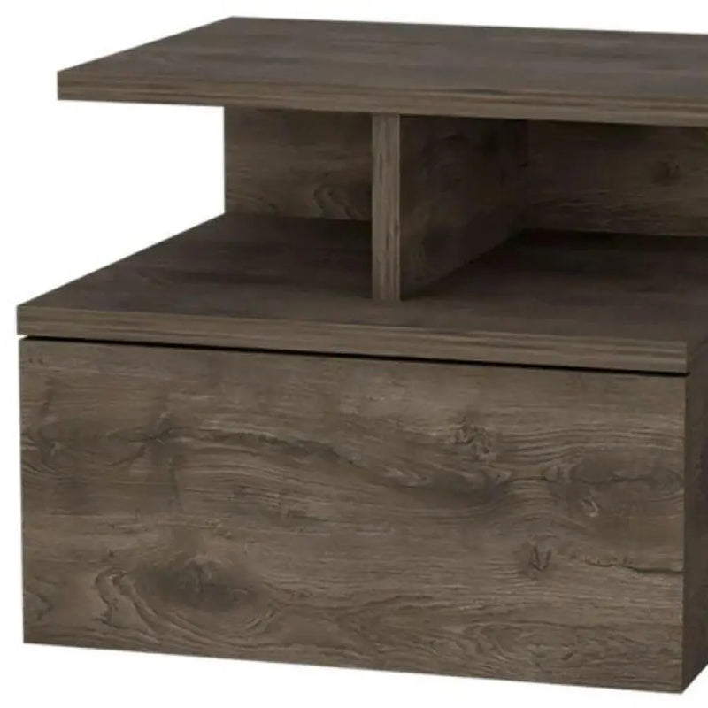 14" Brown Wood One Drawer Floating Nightstand Homeroots Bed & Bath