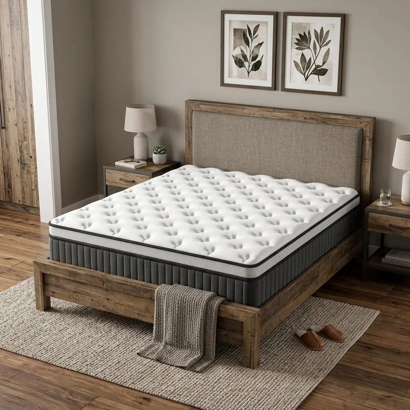 14" Full Double Memory Foam Medium Euro Top Hybrid Mattress Homeroots Bed & Bath