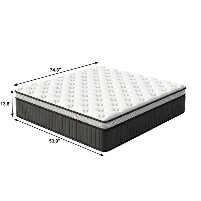 14" Full Double Memory Foam Medium Euro Top Hybrid Mattress Homeroots Bed & Bath