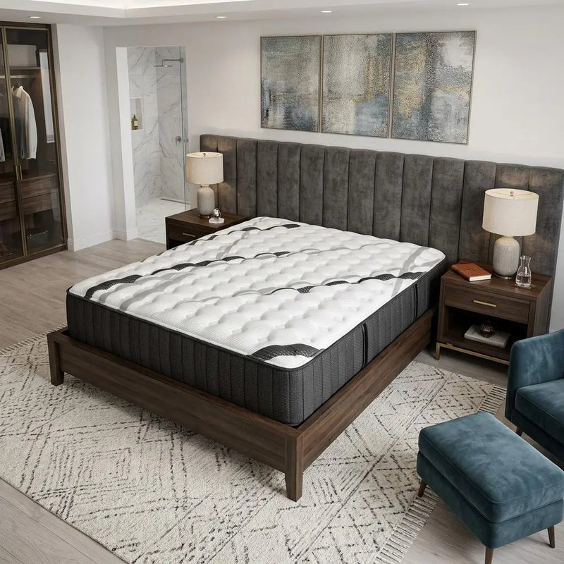 14" Graphite And Titanium Infused King Gel Memory Foam Firm Hybrid Mattress Homeroots Bed & Bath