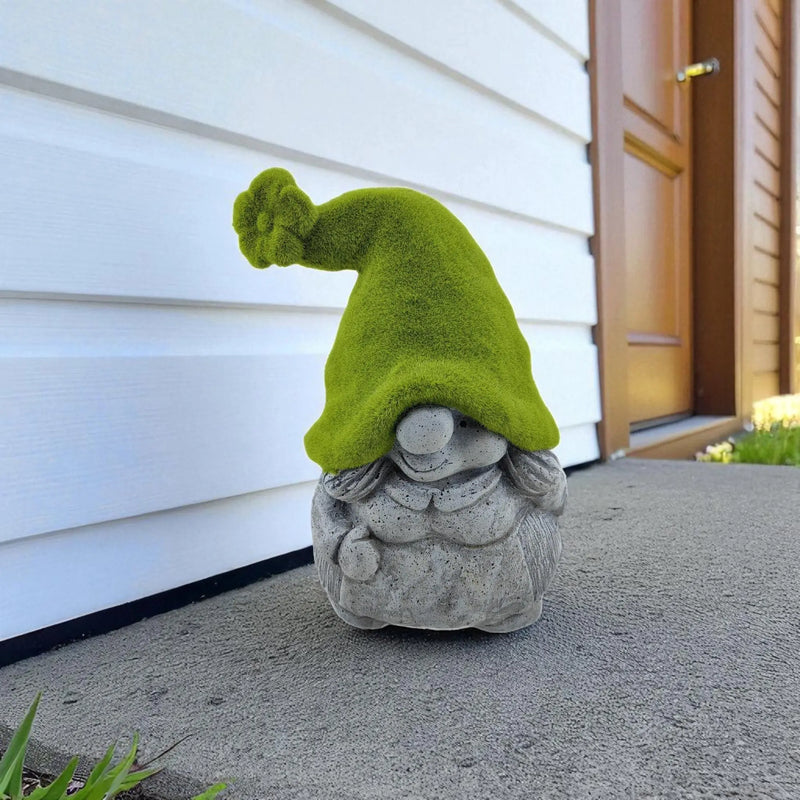 14" Gray And Green Polyresin Gnome Outdoor Statue Homeroots Outdoor