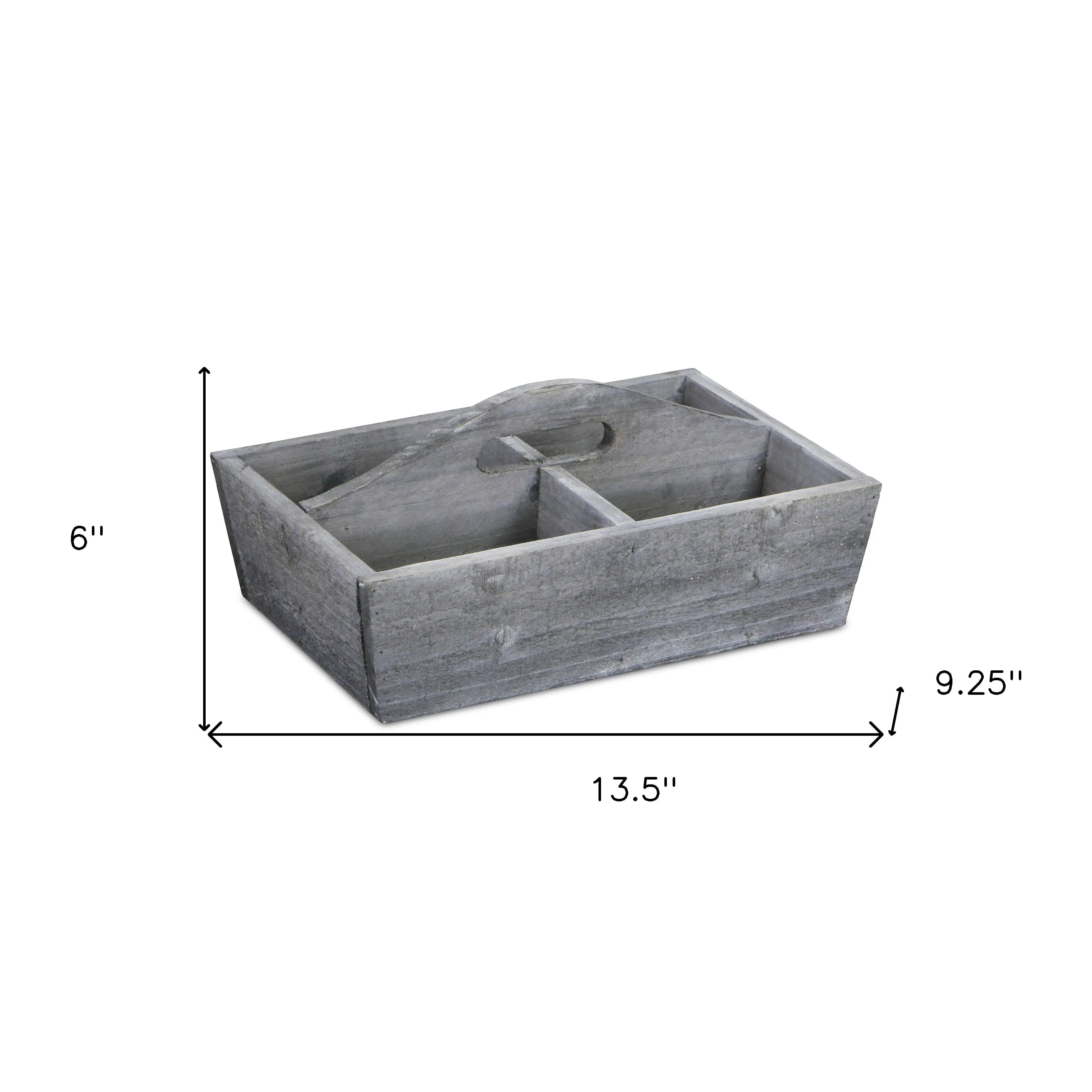 14" Gray Solid Wood Organizing Box Homeroots Office