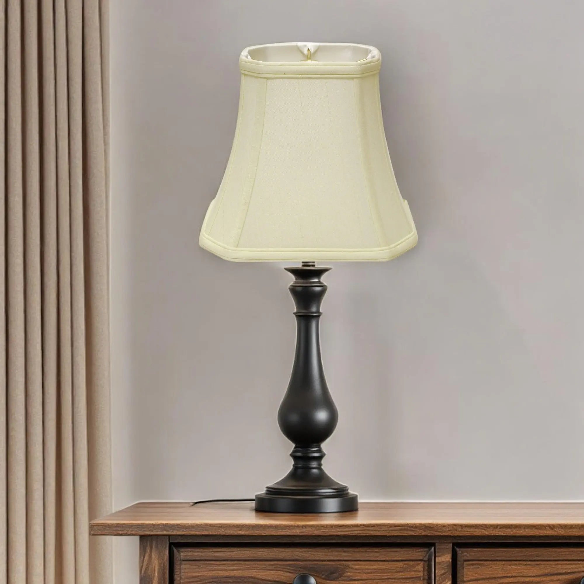 14" Ivory Slanted Rectangle Bell Monay Shantung Lampshade Homeroots Lighting