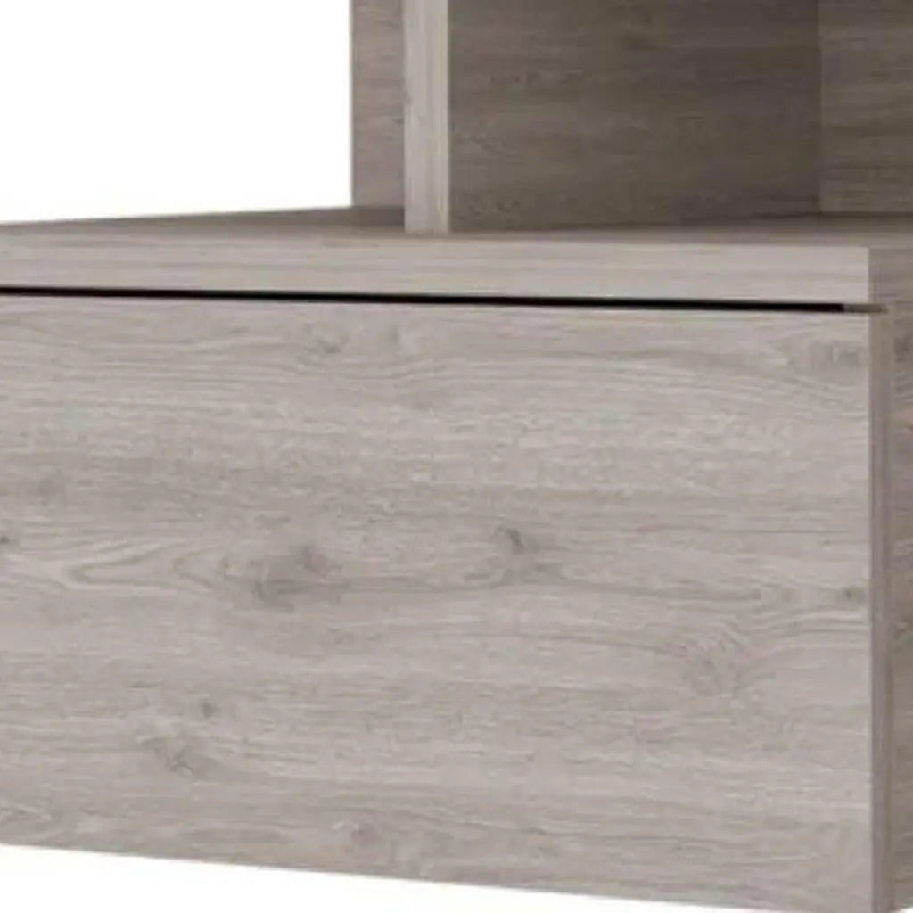 14" Light Gray Wood One Drawer Floating Nightstand Homeroots Bed & Bath