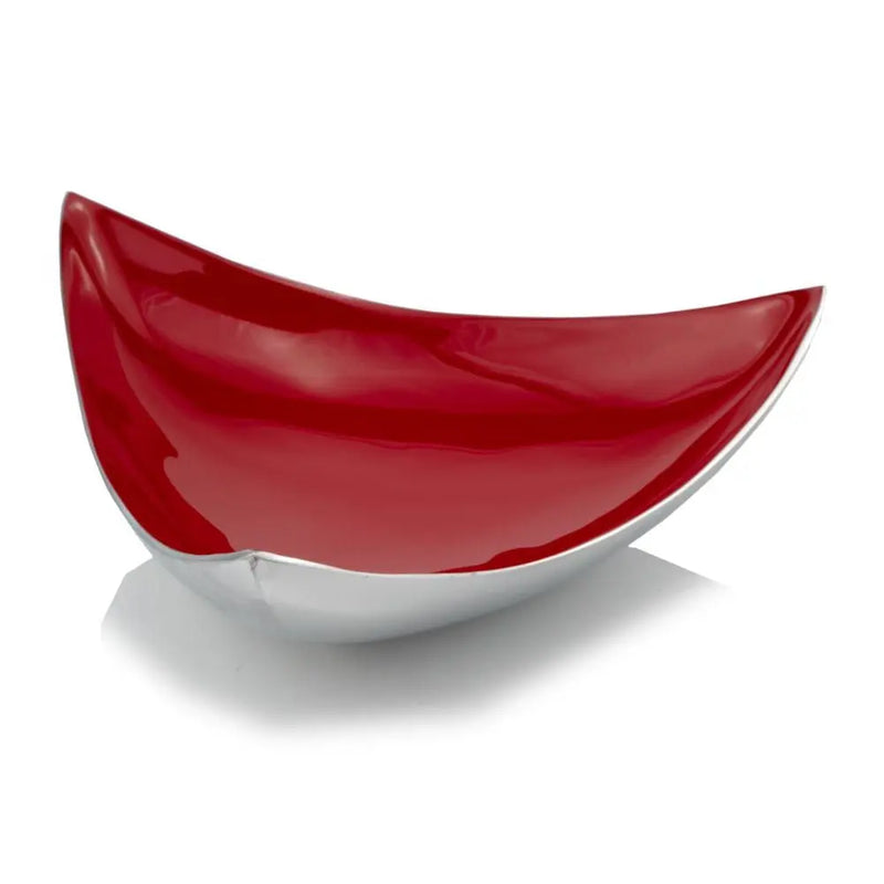 14" Silver And Red Triangular Bowl Homeroots Kitchen & Dining