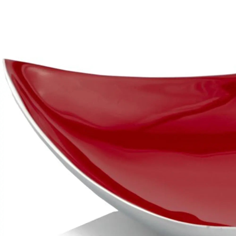 14" Silver And Red Triangular Bowl Homeroots Kitchen & Dining