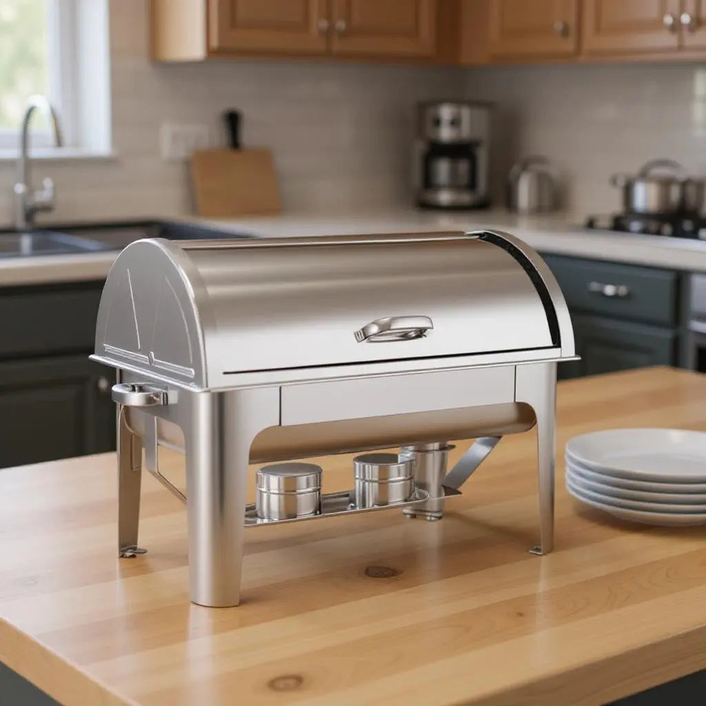 14" Silver Stainless Steel Chafing Dish With Stand Homeroots Kitchen & Dining
