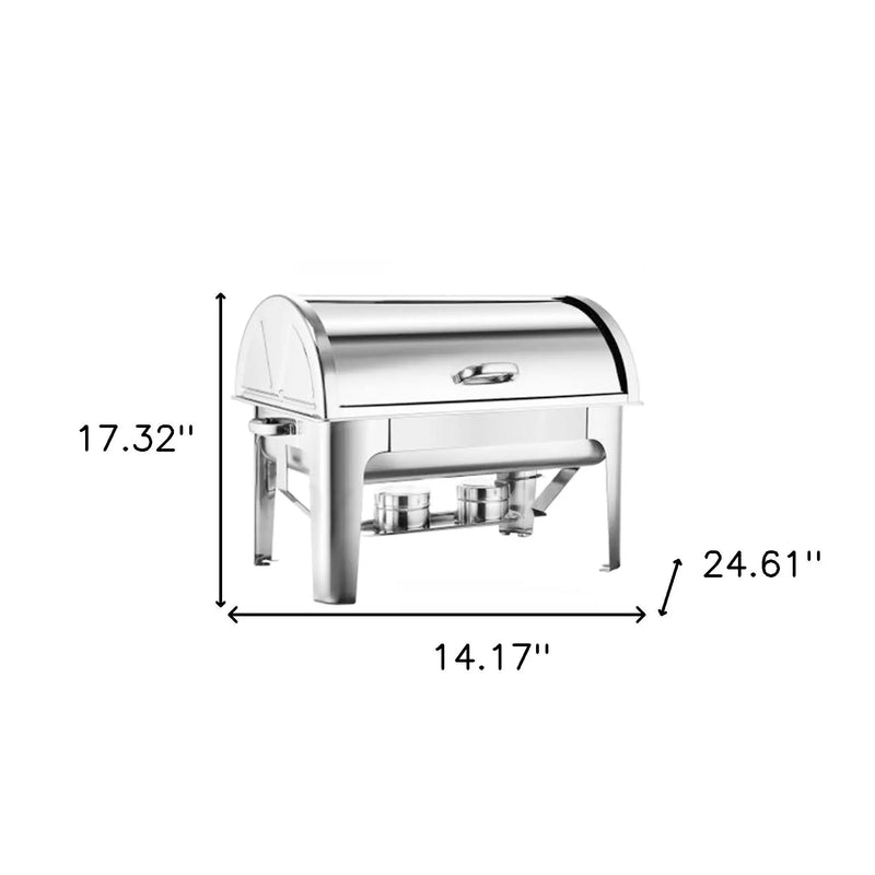 14" Silver Stainless Steel Chafing Dish With Stand Homeroots Kitchen & Dining