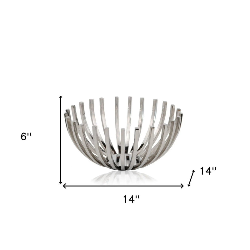 14" Silver Stainless Steel Decorative Bowl Homeroots Kitchen & Dining