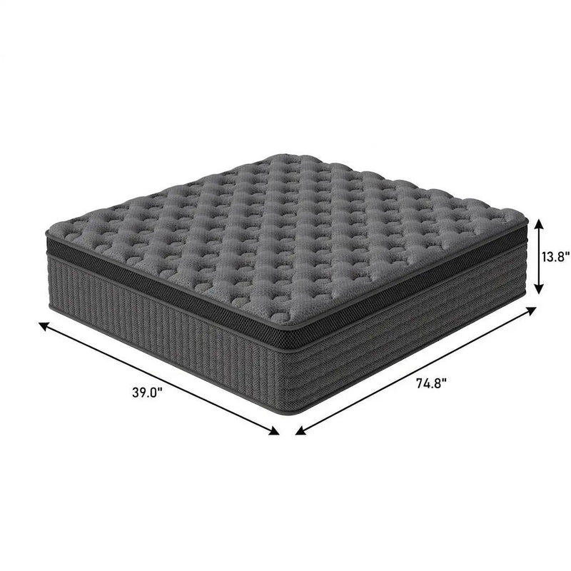 14" Twin Lumbar Support Memory Foam Hybrid Mattress Homeroots Bed & Bath