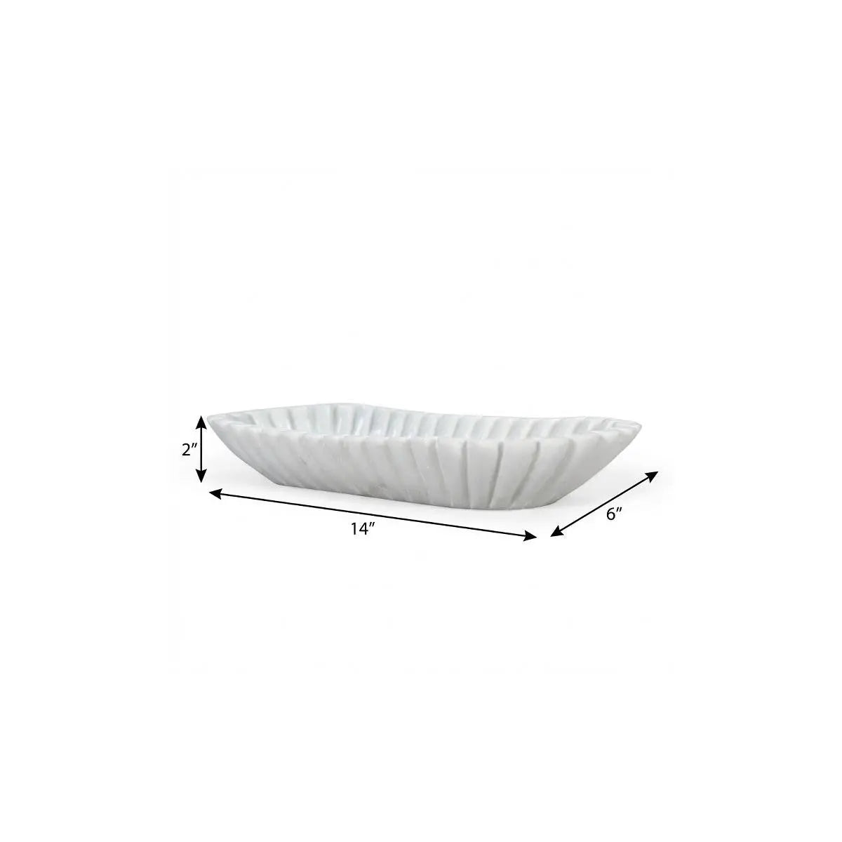 14" White Marble Fluted Oblong Tray Homeroots Kitchen & Dining