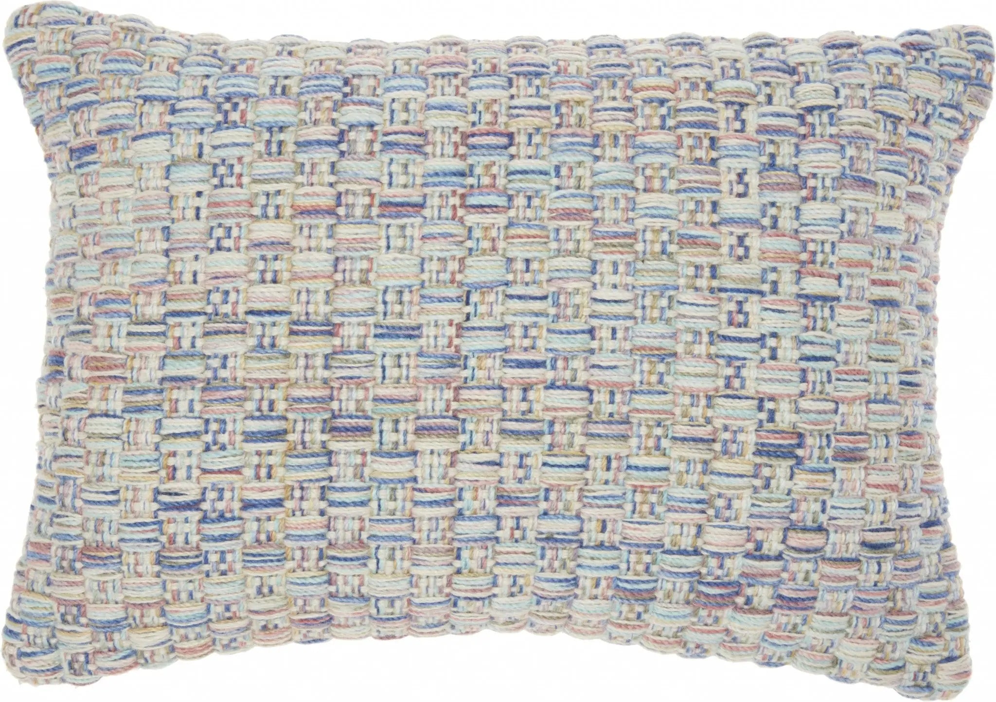 14" X 20" Blue and Off White Woven Indoor Outdoor Throw Pillow With Texture Homeroots Outdoor