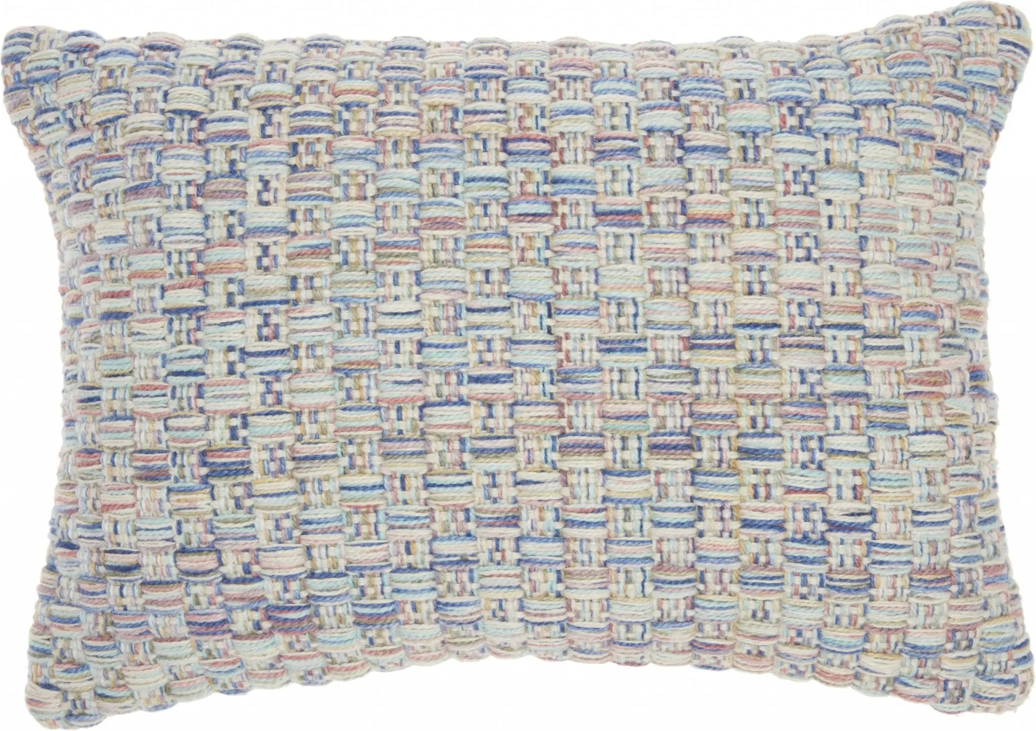 14" X 20" Blue and Off White Woven Indoor Outdoor Throw Pillow With Texture Homeroots Outdoor