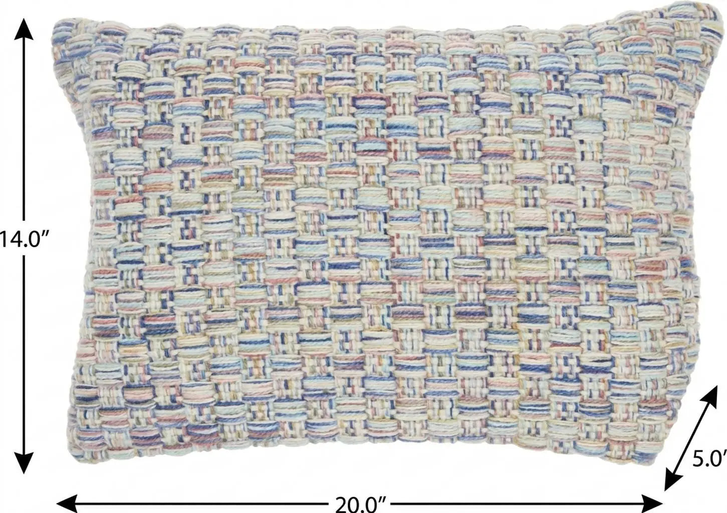 14" X 20" Blue and Off White Woven Indoor Outdoor Throw Pillow With Texture Homeroots Outdoor