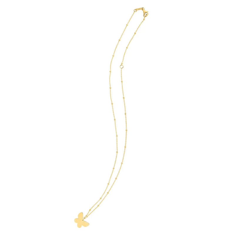 14k Yellow Gold Ppillon Butterfly Necklace GreatEagleInc