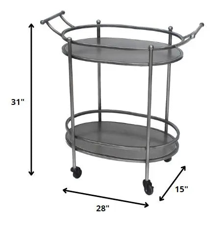 15 X 28 X 31 Bronze Antique Oval  Service Cart Homeroots Kitchen & Dining