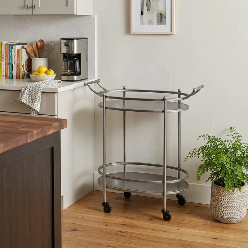 15 X 28 X 31 Bronze Antique Oval  Service Cart Homeroots Kitchen & Dining