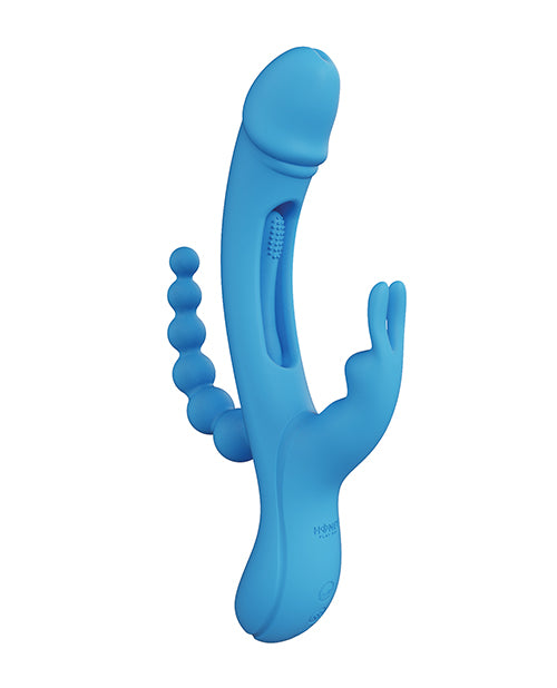 Trilux Kinky Finger Rabbit Vibrator With Anal Beads Blue