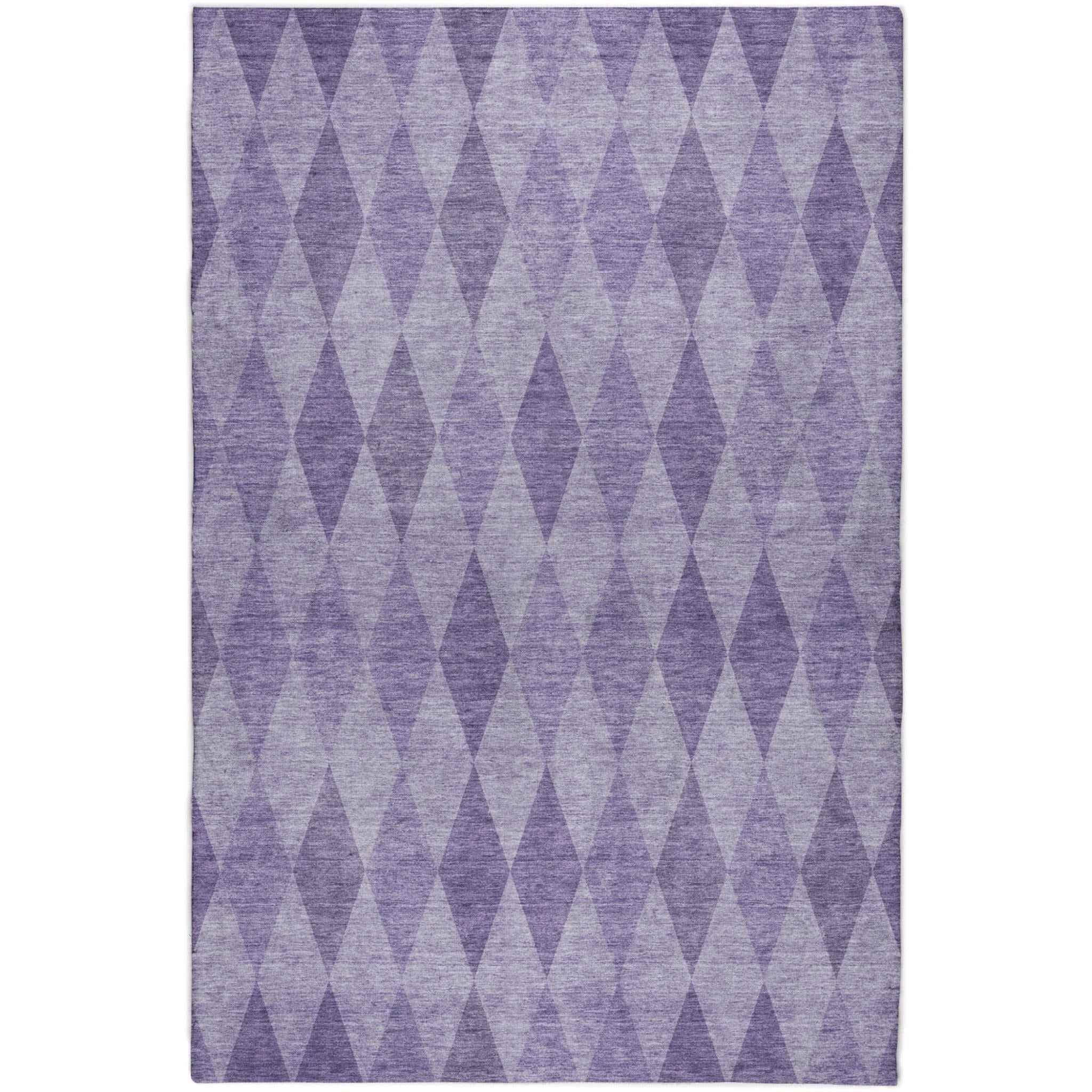 5' X 8' Purple And Lavender Geometric Shag Washable Area Rug With UV Protection - Home & Garden