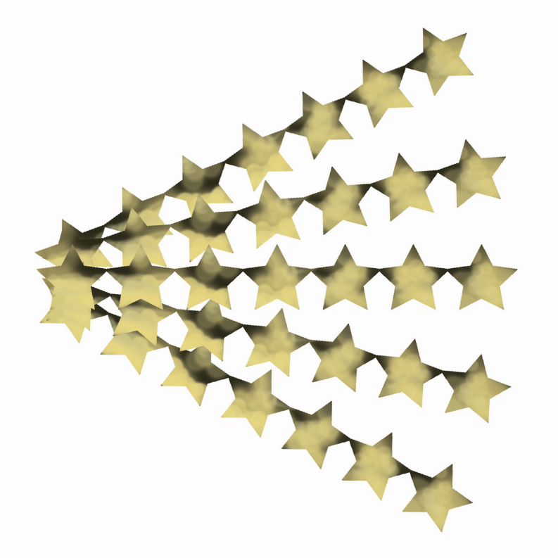 Gold five-point star sticker strip with multiple stars
