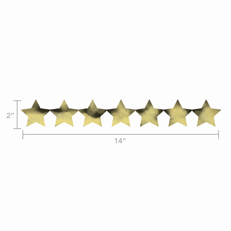 Gold five-point star sticker strip, 14 in long