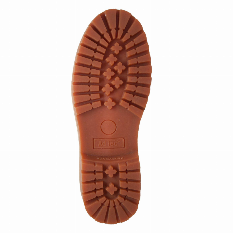 Rubber boot outsole tread with anti-slip pattern and AdTec branding