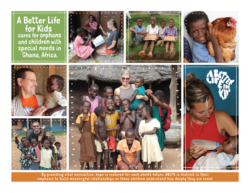 Charity poster 'A Better Life' with photos of children and families