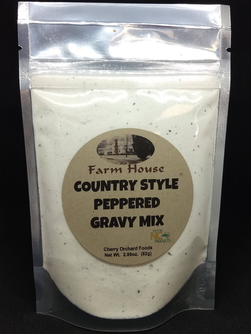 Country style peppered gravy mix pouch, white stand-up pack