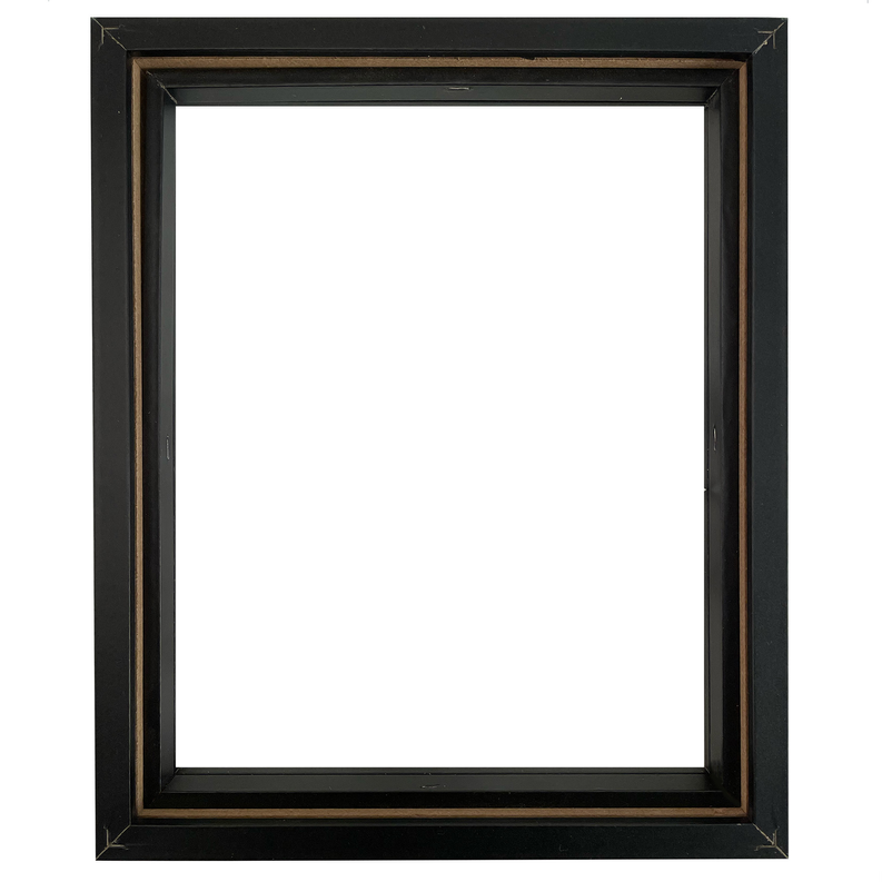 Black framed wall art display frame with plain white interior