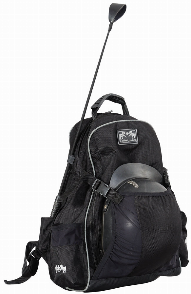 Equine Couture Pro Backpack - Black w/Silver piping / 1 - Equestrian Apparel