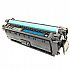 Cyan toner cartridge shown at an angle, slim laser printer format