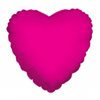 Hot pink heart-shaped mylar balloon with shiny metallic finish