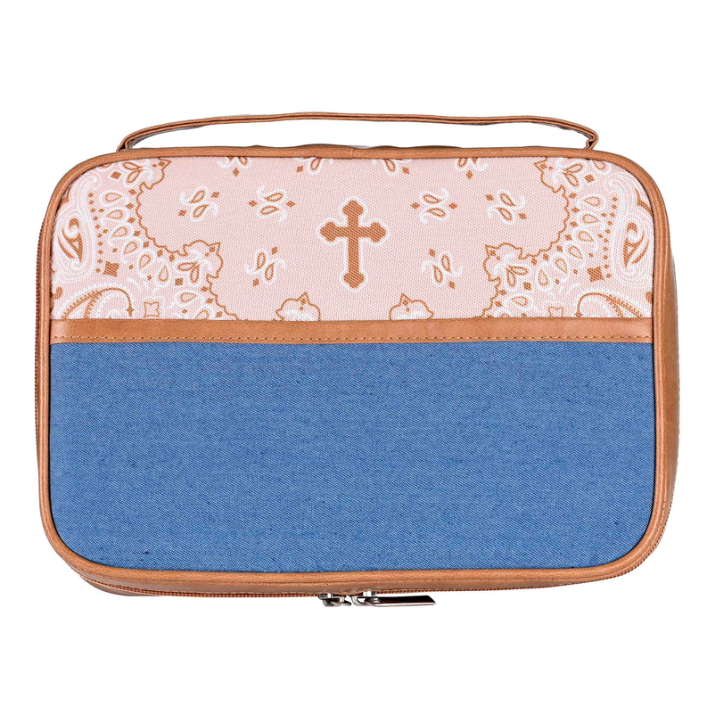 Bible case bandana blue bottom and peach bandana top with cross emblem