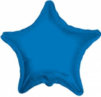 Blue star mylar balloon, metallic foil finish