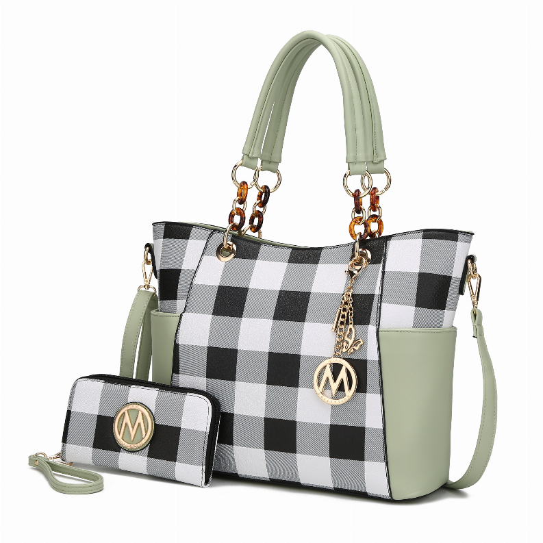 Bonita Checker Tote Bag & Wallet - Bags & Wallets