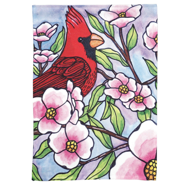 Cardinal Dogwood Blooms Print Garden Flag - Home Decor